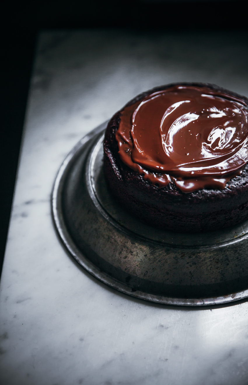 Chocolate cake with chocolate hazelnut frosting